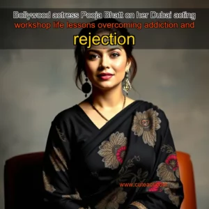 Artistic representation for Bollywood actress Pooja Bhatt on her Dubai acting workshop life lessons overcoming addiction and rejection