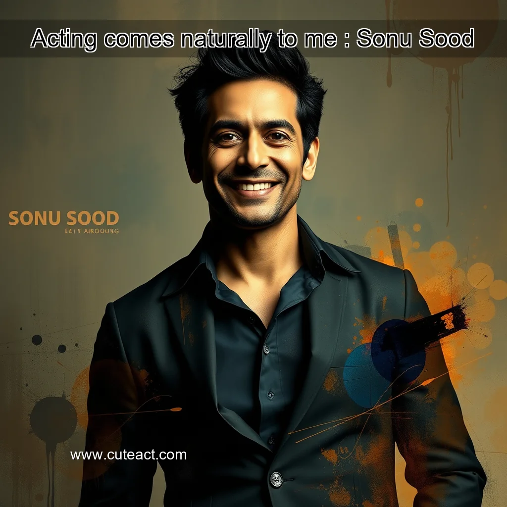 Artistic representation for Acting comes naturally to me : Sonu Sood