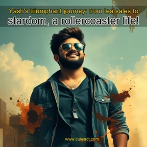 Artistic representation for Yash's triumphant journey: from tea sales to stardom, a rollercoaster life!