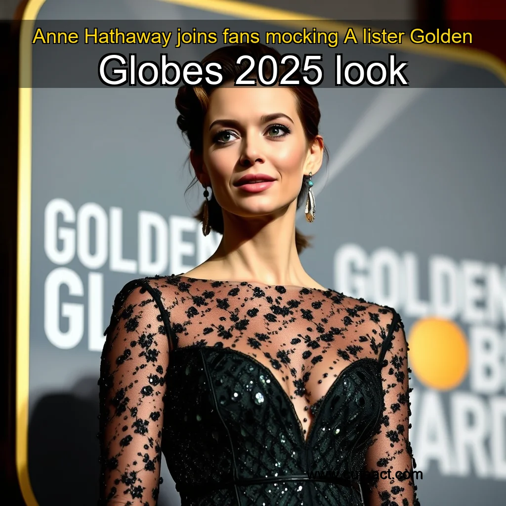 Artistic representation for Anne Hathaway joins fans mocking A lister Golden Globes 2025 look